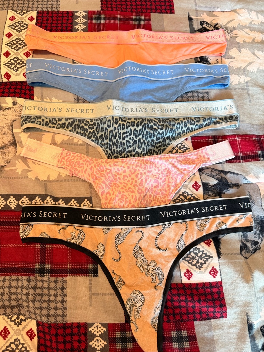 Victoria's Secret Mixed Color & Leopard Print Thong Set